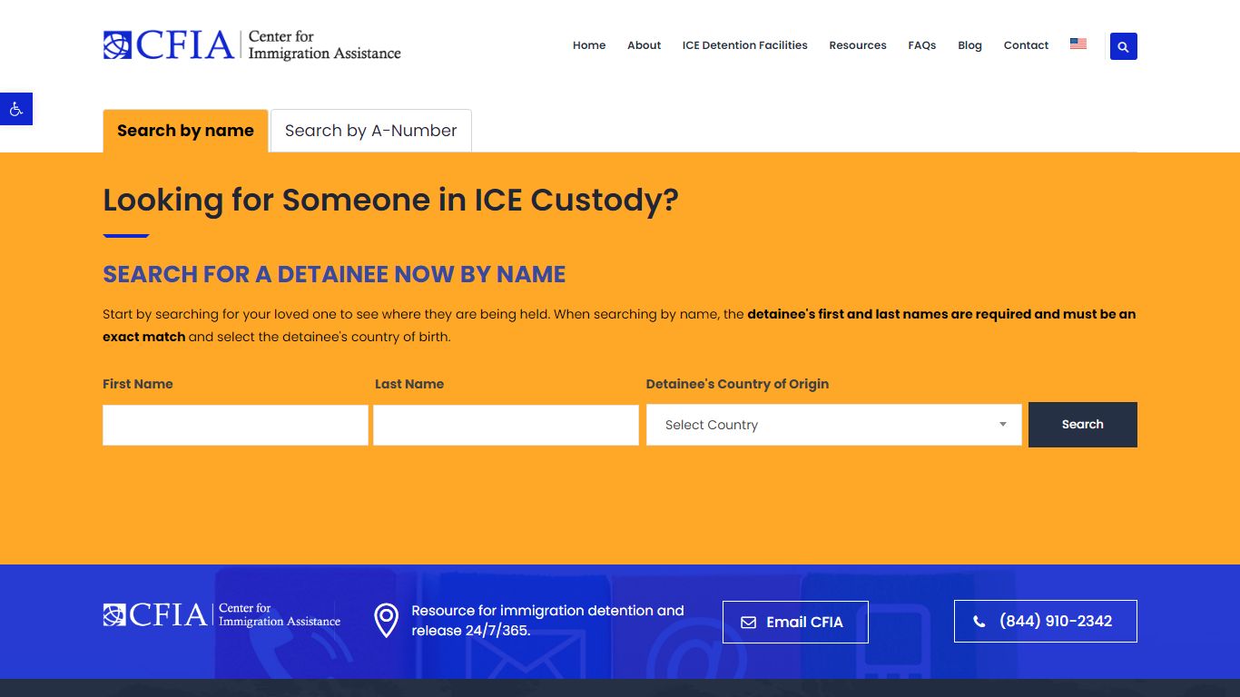 Search for an ICE detainee - Center for Immigration Assistance